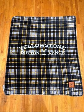 Official Yellowstone Dutton Ranch Soft Black and Yellow Plaid Throw Blanket